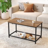 Saygoer Small Rectangular Coffee Table Simple Modern Open Design Minimalist Center Table For Living Room Small Spaces Easy Asse