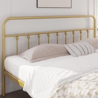 Yaheetech Classic Metal Platform Bed Frame Mattress Foundation With Victorian Style Iron-Art Headboard/Footboard/Under Bed Storage/No Box Spring Needed/King Size Antique Gold