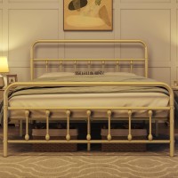 Yaheetech Classic Metal Platform Bed Frame Mattress Foundation With Victorian Style Ironart Headboardfootboardunder Bed Stora