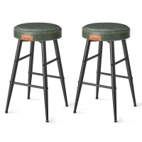 Vasagle Ekho Collection - Bar Stools Set Of 2, Counter Height Bar Stools, Kitchen Counter Stools, Mid-Century Modern Backless Counter Stools, 24.8-Inch Tall, Kitchen Island Home Bar, Forest Green