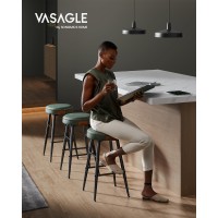 Vasagle Ekho Collection - Bar Stools Set Of 2, Counter Height Bar Stools, Kitchen Counter Stools, Mid-Century Modern Backless Counter Stools, 24.8-Inch Tall, Kitchen Island Home Bar, Forest Green