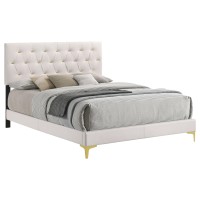 Kendall Tufted Upholstered Panel Queen Bed White