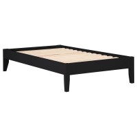 Simple platform bed frame with side panels lends itself to countless stylesIts finish brings a crisp and clean atmosphereTapered legs offer elevation for storage beneath