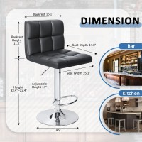 Homall Bar Stools Modern Pu Leather Adjustable Swivel Barstools Armless Hydraulic Kitchen Counter Bar Stool Extra Height Square