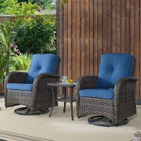 Belord Patio Wicker Furniture With Swivel Rocker Chairs Loveseat  5 Piece Rattan Furniture Outdoor Table And Chairs Set For Patio Deck Porch Backyard