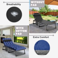 Aboron 2Pk Heavy Duty Tanning Chair 5Gear Outdoor Folding Chaise Lounge Chair With Cushion Portable Beach Lounge Chair For Out