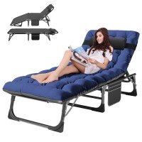 Aboron Heavy Duty Tanning Chair 5Gear Outdoor Folding Chaise Lounge Chair With Cushion Portable Beach Lounge Chair For Outdoor