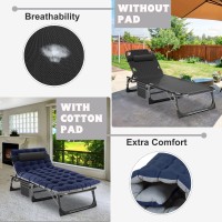 Aboron Heavy Duty Tanning Chair 5Gear Outdoor Folding Chaise Lounge Chair With Cushion Portable Beach Lounge Chair For Outdoor