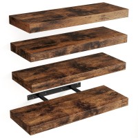 Fixwal 158In Floating Shelves Rustic Wood Finish Wall Shelves Set Of 4 Shelves For Wall Decor With Invisible Brackets For Ba