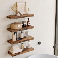 Fixwal 158In Floating Shelves Rustic Wood Finish Wall Shelves Set Of 4 Shelves For Wall Decor With Invisible Brackets For Ba