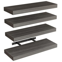 Fixwal 158In Floating Shelves Rustic Wood Finish Wall Shelves Set Of 4 Shelves For Wall Decor With Invisible Brackets For Ba