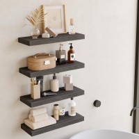 Fixwal 158In Floating Shelves Rustic Wood Finish Wall Shelves Set Of 4 Shelves For Wall Decor With Invisible Brackets For Ba