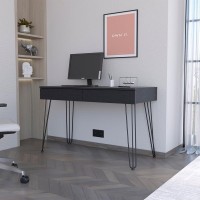 Desk Hinsdale with Hairpin Legs and Two Drawers, Smokey Oak Finish(D0102HgEMZ7)