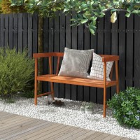 Tangkula Outdoor Eucalyptus Wood Bench 2Person Garden Bench With Backrest And Armrests Garden Bench With Slatted Seat For Por