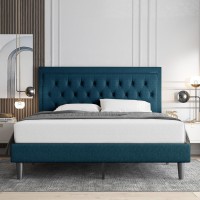 Allewie King Size Bed Frame Upholstered Platform Bed With Adjustable Headboard Button Tufted Wood Slat Support Easy Assembly