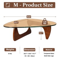 Midcentury Modern Coffee Table Triangle Glass Top Natural Wood Base Triangle Coffee Table For Living Room Patio Office Abstra