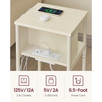 Vasagle Side Table With Charging Station 3Tier End Table With Usb Ports And Outlets Nightstand For Living Room Bedroom 118