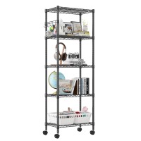 Homdox 5 Tier Wire Shelving Unit On Wheels Adjustable Storage Racks And Shelving Heavy Duty Rolling Metal Shelves With Side Ho