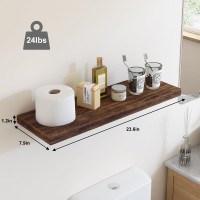 Fixwal 24In Floating Shelves For Wall Rustic Brown Shelves Wall Mounted Shelf With Invisible Bracket For Bathroom Living Room