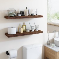 Fixwal 24In Floating Shelves For Wall Rustic Brown Shelves Wall Mounted Shelf With Invisible Bracket For Bathroom Living Room