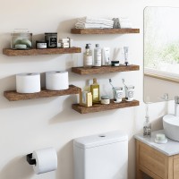 Fixwal 158In Floating Shelves For Wall Rustic Brown Shelves Wall Mounted Shelf With Invisible Bracket For Bathroom Living Roo