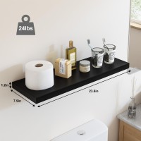 Fixwal 24In Floating Shelves For Wall Black Shelves Wall Mounted Shelf With Invisible Bracket For Bathroom Living Room Bedroo