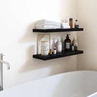 Fixwal 24In Floating Shelves For Wall Black Shelves Wall Mounted Shelf With Invisible Bracket For Bathroom Living Room Bedroo