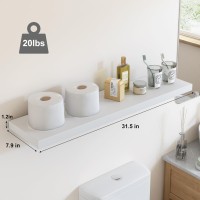 Fixwal 32In Floating Shelves For Wall White Shelves Wall Mounted Shelf With Invisible Bracket For Bathroom Living Room Bedroo