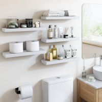 Fixwal 158In Floating Shelves For Wall White Shelves Wall Mounted Shelf With Invisible Bracket For Bathroom Living Room Bedr