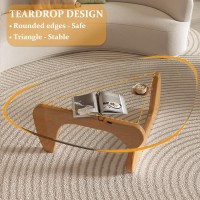 Coffee Tables For Living Room Triangle Glass Coffee Table With Wooden Base Midcentury Modern Abstract End Table For Study Roo