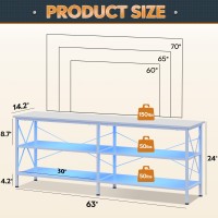 Wlive Tv Stand Up To 70 Inch Tv 63 Entertainment Center With Led Tv Media Console With 3Tier Storage Shelves For Living Roo