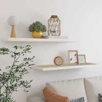 vidaXL Modern Floating Wall Shelves in Oak and White Indoor Style Honeycomb MDF Display Shelf Pair 354x93x15