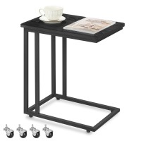 Vasagle End Table C Shaped Tv Tray With Metal Frame Rolling Casters For Coffee Laptop Mobile Tablet Industrial Side Table For