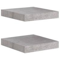 vidaXL Floating Wall Shelves 2 Pieces Concrete Gray MDF Metal Frame Design Dimensions 91x93x15 Modern Wall Display