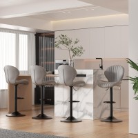 Nalupatio Bar Stools Set Of 4 Modern Swivel Bar Chairs Barstools Counter Height With High Backrest Easy 35 Minute Assembly Fo