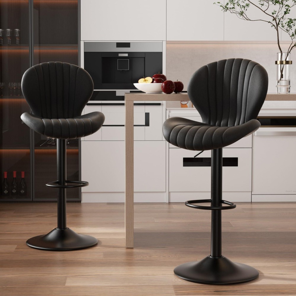 Nalupatio Bar Stools Set Of 2 Modern Swivel Bar Chairs Barstools Counter Height With High Backrest Easy 35 Minute Assembly Fo