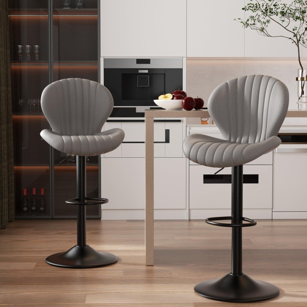 Nalupatio Bar Stools Set Of 2 Modern Swivel Bar Chairs Barstools Counter Height With High Backrest Easy 35 Minute Assembly Fo