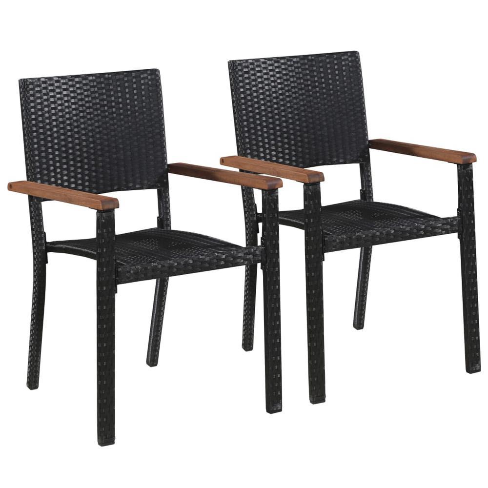 vidaXL Outdoor Chairs 2 pcs Poly Rattan Black 43937