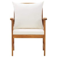 Vidaxl Set Of 2 Patio Chairs - Solid Acacia Wood Outdoor Seating With Cream White Cushions - Unique And Beautiful Grains - Assembly Required