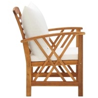 Vidaxl Set Of 2 Patio Chairs - Solid Acacia Wood Outdoor Seating With Cream White Cushions - Unique And Beautiful Grains - Assembly Required