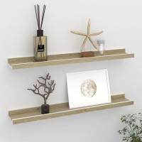 vidaXL Set of 2 Wall Shelves ModernStyle Dcor with Durable MDF Construction 236x35x12 White and Sonoma Oak Assembly