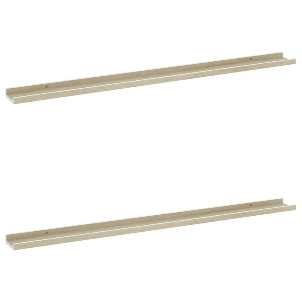 vidaXL 453x35x12 Modern Wall Shelves Set of 2 Durable MDF Construction White and Sonoma Oak Easy to Clean Suitable f