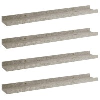 vidaXL Modern MDF WallMounted Storage Shelves Spaceefficient 4Pack Concrete Gray Ideal for Home and Office Decor