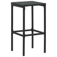 Vidaxl Bar Stools With Cushions 4 Pcs - Modern Style, Black Poly Rattan & Steel Frame, Weather Resistant, Comfortable Seat With Footrest, Easy Maintenance, Suitable For Indoor And Outdoor Use