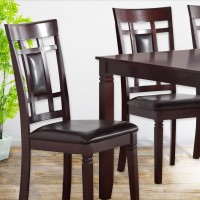 Cosmic Homes 7 Pc Dining Room Table With Chairs For 6 Grid Design Back Solid Wood Dining Table Set For 6 | Comfortable Dinner Table For 6 | Brown Kitchen Dining Table Set For 6