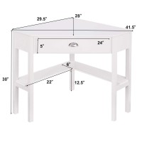 Silkydry Corner Computer Desk, Space-Saving Corner Table With Drawer & Shelves, Home Office 90 Triangle Corner Workstation, Modern Makeup Vanity Table, Small Corner Desk For Small Spaces (White)