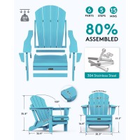 Serwall Folding Adirondack Chair Weather Resistant Patio Chair Outdoor Chairs Painted Adirondack Chairs Set Of 2 Aruba Blue