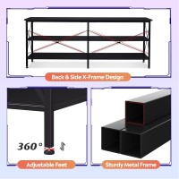 Wlive Tv Stand Up To 70 Inch Tv 63 Entertainment Center With Led Tv Media Console With 3Tier Storage Shelves For Living Roo