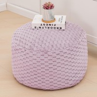 Asuprui Fur Pouf Ottoman,Floor Pouf,Ottoman Foot Rest,20X20X12 Inches Round Poof Seat, Floor Bean Bag Chair,Foldable Floor Chair Storage For Living Room, Bedroom (Purple Pouf Cover)