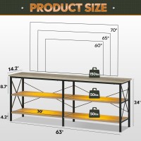 Wlive Tv Stand Up To 70 Inch Tv 63 Entertainment Center With Led Tv Media Console With 3Tier Storage Shelves For Living Roo